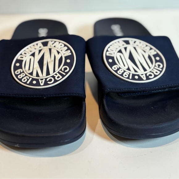 DKNY Dark Blue Slide Sandals with Emblem - Picture 3 of 5